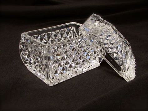 diamond shaped glass and metal box|Diamond Trinket Box .